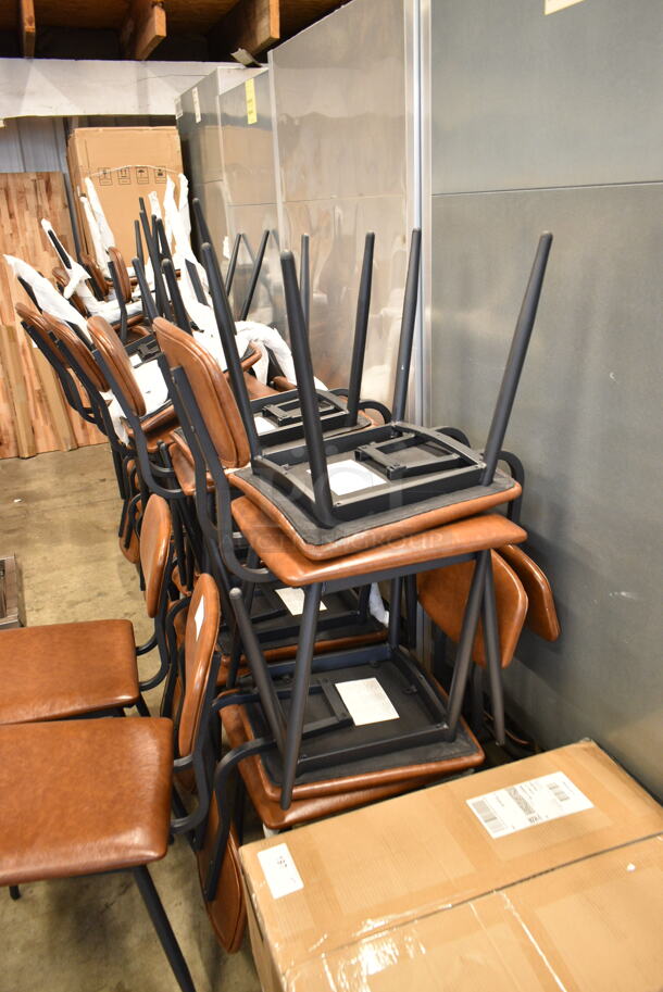 35 BRAND NEW SCRATCH AND DENT! Lancaster Table & Seating 164CMCMBFR Dining Height Chair w/ Brown Cushions. 35 Times Your Bid!  - Image 4 of 7