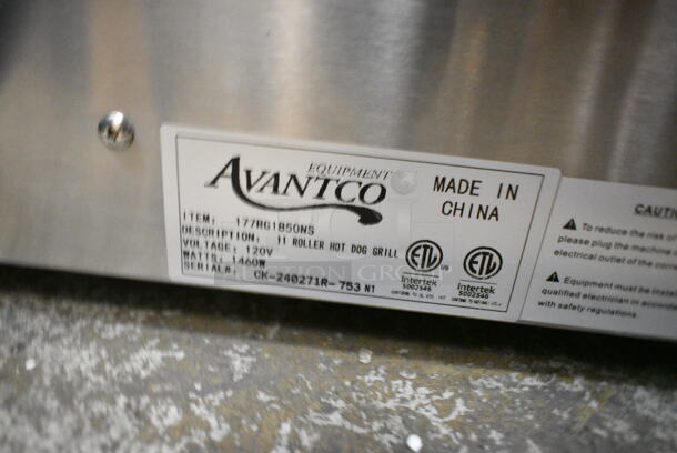 BRAND NEW SCRATCH AND DENT! 2024 Avantco 177RG1850NS Stainless Steel Commercial Countertop Hot Dog Roller. 120 Volts, 1 Phase. Tested and Working! - Image 6 of 6