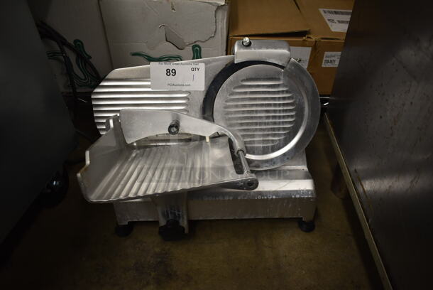 Food Machinery of America 220 F Stainless Steel Commercial Countertop Meat Slicer w/ Blade Sharpener. 115 Volts, 1 Phase. Tested and Working! - Image 1 of 4