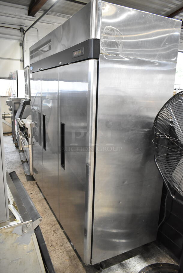 Turbo Air M3F72-3 Stainless Steel Commercial 3 Door Reach In Freezer w/ Poly Coated Racks on Commercial Casters. 115/208-230 Volts, 1 Phase.  - Image 3 of 8