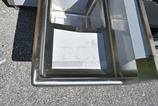 BRAND NEW SCRATCH AND DENT! Regency 600S3141414C Stainless Steel 44 1/2" 16 Gauge Stainless Steel Three Compartment Commercial Corner Sink with Two Drainboards - 14" x 14" x 14" Bowls. No Legs. - Image 5 of 10