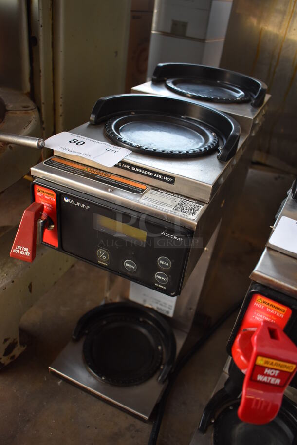 2013 Bunn AXIOM-3 Stainless Steel Commercial Countertop 3 Burner Coffee Machine w/ Hot Water Dispenser and Metal Brew Basket. 120/208-240 Volts, 1 Phase. 8.5x21x21 - Image 2 of 6