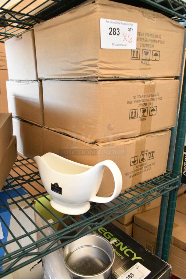 6 Box of 3 BRAND NEW SCRATCH AND DENT! 10 Strawberry Street WTR-20GRAVY-XG Whittier 20 oz. White Porcelain Gravy Boat. 6 Times Your Bid! - Image 2 of 6
