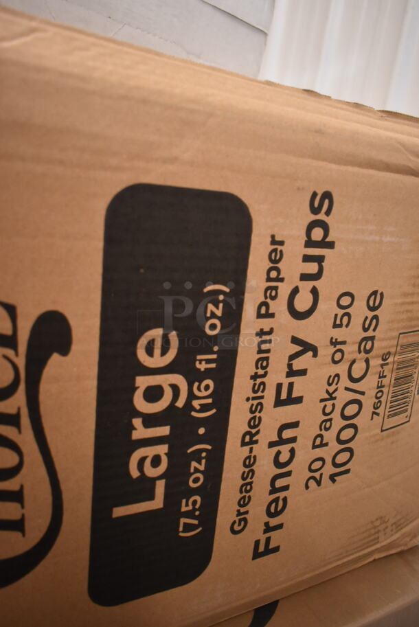 PALLET LOT of 19 BRAND NEW Boxes Including 760FF16 Choice 16 oz. French Fry Cup - 1000/Case, Lavex 502386016CL Lavex 55-60 Gallon 16 Micron 38" x 60" High Density Janitorial Can Liner / Trash Bag - 200/Case, 760SOUP8WPA Choice 8 oz. White Double Poly-Coated Paper Food Cup with Vented Paper Lid - 250/Case,  TD24 Solo Ultra Clear™ TD24 24 oz. Customizable Clear PET Plastic Cold Cup - 600/Case. 19 Times Your Bid!  - Image 2 of 12