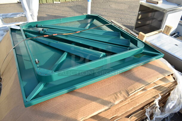 11 BRAND NEW SCRATCH AND DENT! Lancaster Table & Seating Green Metal Outdoor Dining Height Table. 11 Times Your Bid! - Image 5 of 6