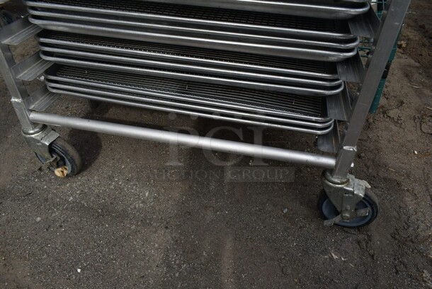Metal Pan Transport Rack w/ 56 Baking Pans on Commercial Casters. - Image 2 of 2