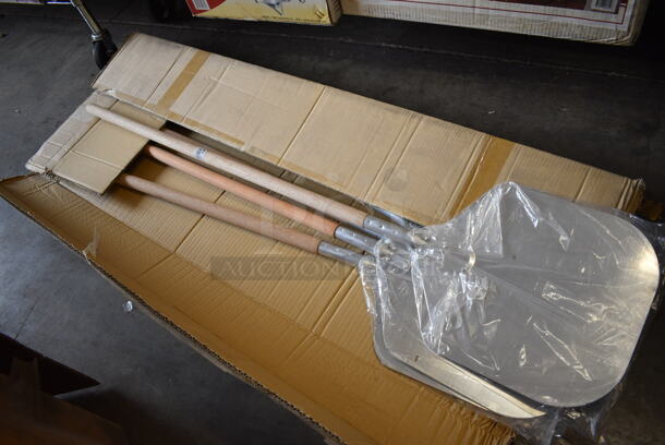 5 BRAND NEW IN BOX! Metal Pizza Peels w/ Wooden Handle. 12x52x1. 5 Times Your Bid!