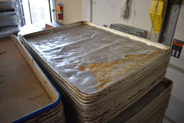 Metal Commercial Pan Transport Rack on Commercial Casters w/ 322 Metal Full Size Baking Pans. 41x27x55. 18x26x1 - Image 4 of 8