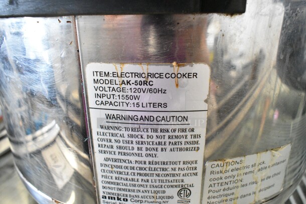 AK-50RC Metal Countertop Rice Cooker. 120 Volts, 1 Phase. Tested and Working! - Image 6 of 6