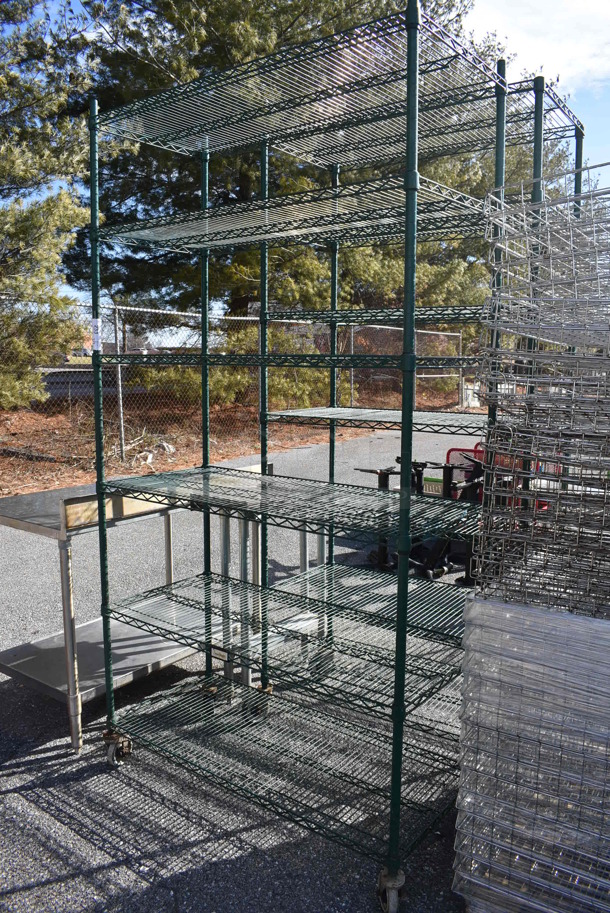 Green Finish 6 Tier Wire Shelving Unit on Commercial Casters. BUYER MUST DISMANTLE. PCI CANNOT DISMANTLE FOR SHIPPING. PLEASE CONSIDER FREIGHT CHARGES. 48x21x91 - Image 4 of 4