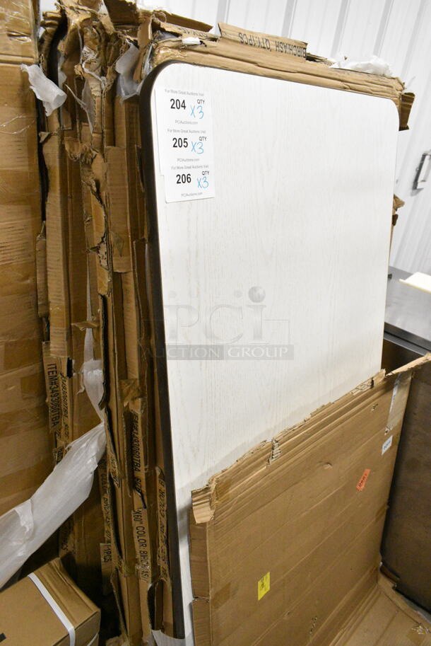 3 BRAND NEW SCRATCH AND DENT! Lancaster Table & Seating 3493060TBA 30" x 60" Rectangular Reversible White Birch / Ash Laminated Table Top. 3 Times Your Bid!  - Image 1 of 5