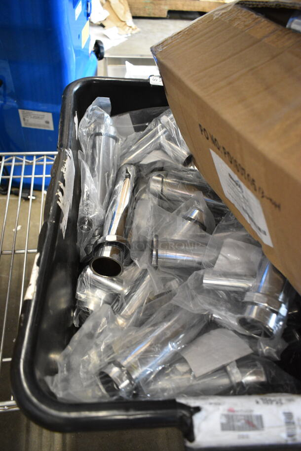 2 Boxes of 25 BRAND NEW SCRATCH AND DENT! BlueFin TB222-150-8B75 1-1/2" x 8" Chrome Dishwasher Tailpiece. 2 Times Your Bid! - Image 3 of 4