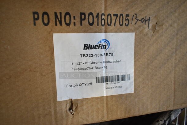 2 Boxes of 25 BRAND NEW SCRATCH AND DENT! BlueFin TB222-150-8B75 1-1/2" x 8" Chrome Dishwasher Tailpiece. 2 Times Your Bid! - Image 4 of 4