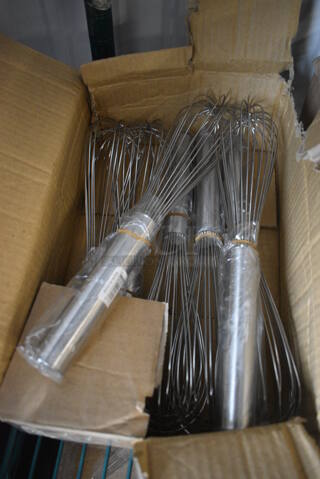7 BRAND NEW IN BOX! Update Stainless Steel Whisks. 12". 7 Times Your Bid!