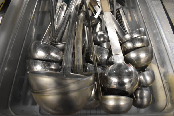 ALL ONE MONEY! Lot of Various Metal Ladles in Clear Poly Bin! 13x21x6 - Image 3 of 4