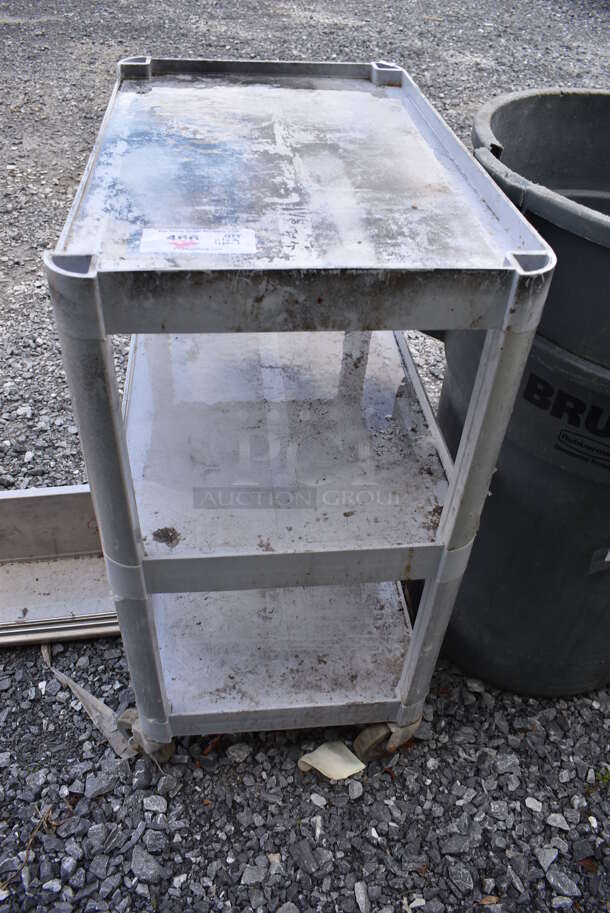 Gray Poly 3 Tier Cart on Commercial Casters. 27x17x33