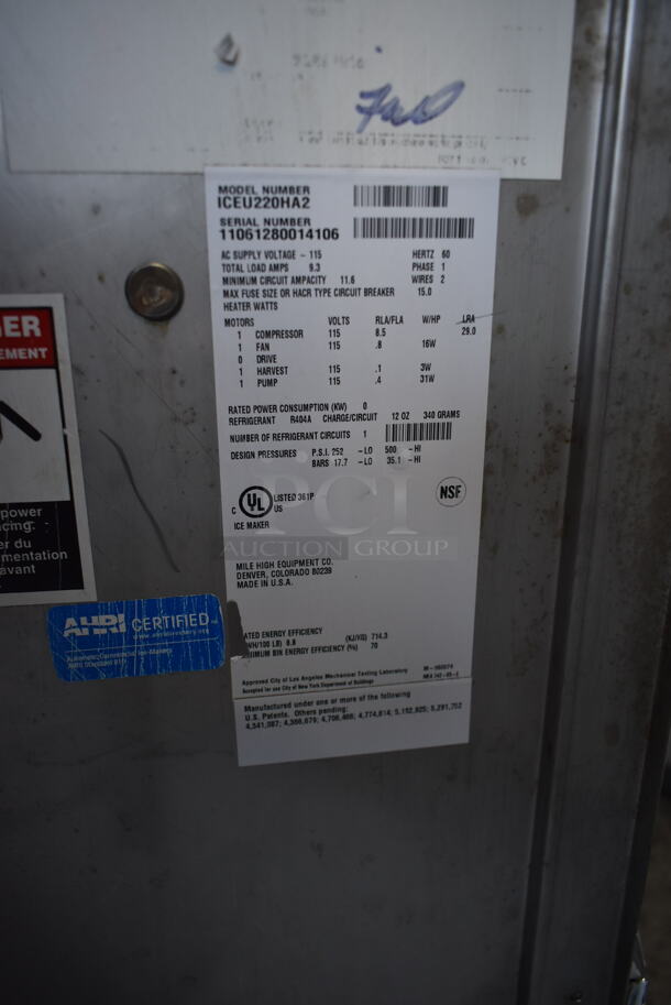 Ice-O-Matic ICEU220HA2 Stainless Steel Commercial Undercounter Self Contained Ice Machine. 115 Volts, 1 Phase.  - Image 6 of 6