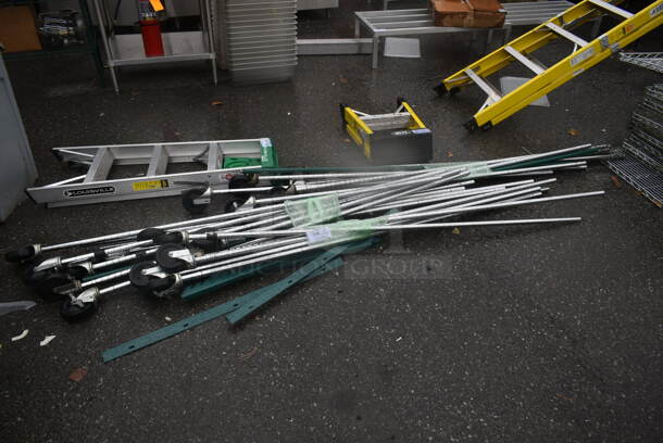 ALL ONE MONEY! Lot of Various 14 Wire Shelves and Chrome Finish Poles on Casters. - Image 3 of 5