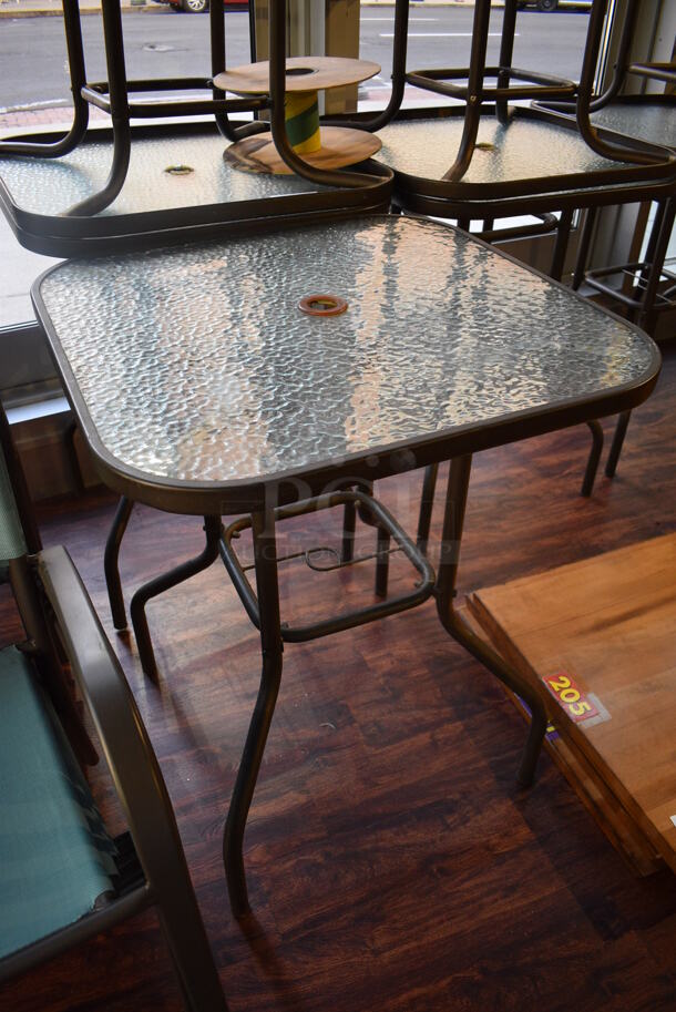 2 Patio Tables w/ Clear Tabletop on Brown Metal Frame. 30x30x38. 2 Times Your Bid! (lounge) - Image 4 of 5