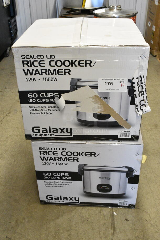 2 BRAND NEW SCRATCH AND DENT! Galaxy 177GRCS60 60 Cup (30 Cup Raw) Sealed Electric Rice Cooker / Warmer. 120 Volts, 1 Phase. 2 Times Your Bid!  - Image 1 of 3