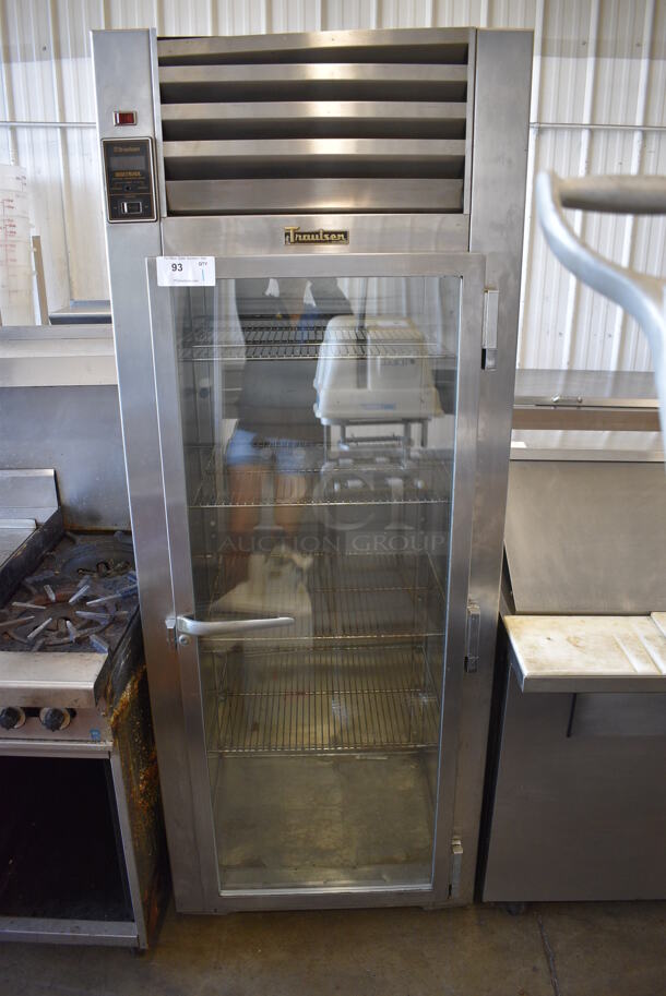 Traulsen UR 30 WT Stainless Steel Commercial Single Door Reach In Cooler Merchandiser w/ Racks on Commercial Casters. 115 Volts, 1 Phase. 30x27x82. Tested and Working! - Image 1 of 5
