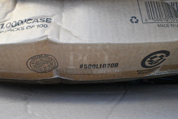 20 BRAND NEW Boxes Including 346WKFSNM Choice Medium Weight White Wrapped Plastic Cutlery Set with Napkin - 250/Case, 245CB10WHITE Choice White Customizable Corrugated Plain Pizza Box, 130GHWPLAKNF EcoChoice Heavy Weight 6 1/2" Green CPLA Plastic Knife - 1000/Case, Dart 90HTPF3VR 9" x 9" x 3" White Foam Square Vented 3 Compartment Take Out Container with Perforated Hinged Lid. 20 Times Your Bid!  - Image 6 of 12