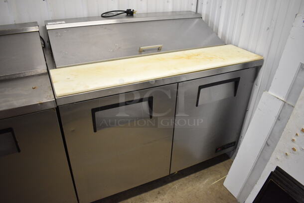 True Model TSSU-48-12 Stainless Steel Commercial Sandwich Salad Prep Table Bain Marie Mega Top on Commercial Casters. 115 Volts, 1 Phase. 48x30x43. Tested and Powers On But Does Not Get Cold