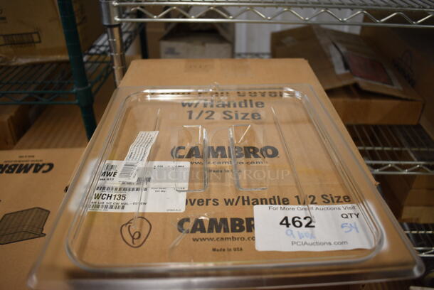 ALL ONE MONEY! Lot of 54 BRAND NEW IN BOX! Cambro Clear Poly 1/2 Size Drop In Bin Lids