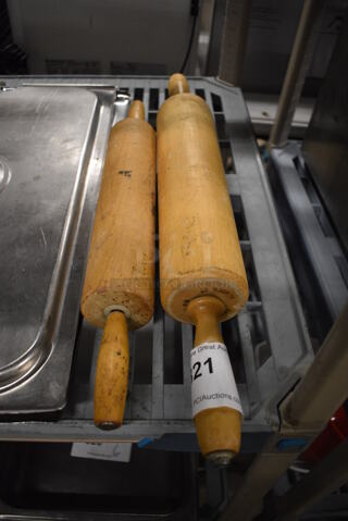 2 Wooden Rolling Pins. 18", 22". 2 Times Your Bid!