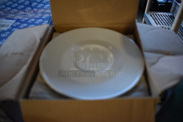 3 Boxes of 12 BRAND NEW Lavazza White Ceramic Saucers. 5.75x5.75x1. 3 Times Your Bid!
