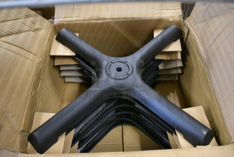 6 BRAND NEW IN BOX! Black Metal Table Base Cross Feet. 21x21x2. 6 Times Your Bid!