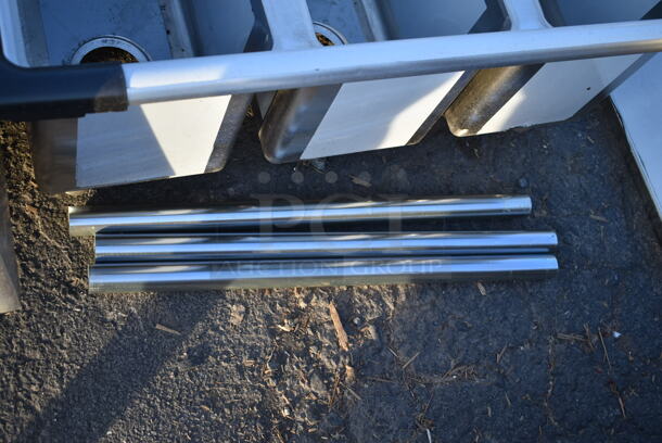 BRAND NEW SCRATCH AND DENT! Regency 600S31014 39" 16-Gauge Stainless Steel Three Compartment Commercial Sink with Galvanized Steel Legs and without Drainboards - 10" x 14" x 12" Bowls. Missing 1 Leg.  - Image 3 of 9