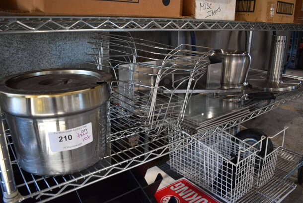 ALL ONE MONEY! Tier Lot of Various Items Including Metal Pieces; Chafing Dish Frames, Bins and Knives