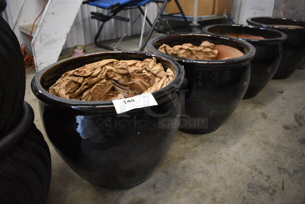 4 Black Planter Pots. 19x19x15.5. 4 Times Your Bid!