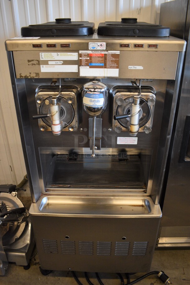 Taylor Model 342D-27 Stainless Steel Commercial Floor Style Air Cooled 2 Flavor Frozen Beverage Machine w/ Drink Mixer Attachment on Commercial Casters. 208-230 Volts, 1 Phase. 26.5x33.5x61