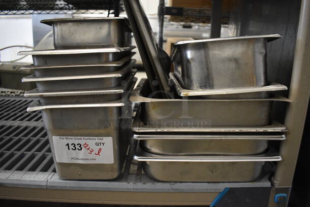 ALL ONE MONEY! Lot of 12 Various Stainless Steel Drop In Bins and 3 Third Size Drop In Bin Lids! Includes 1/2 Size, 1/3 Size and 1/4 Size. - Image 5 of 5