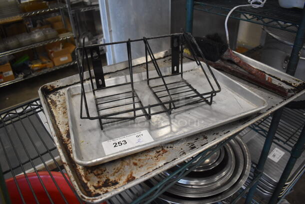 ALL ONE MONEY! Lot of Various Items Including Cleaning Brushes and Metal Pan Racks. Includes 26x18x1 - Image 2 of 3