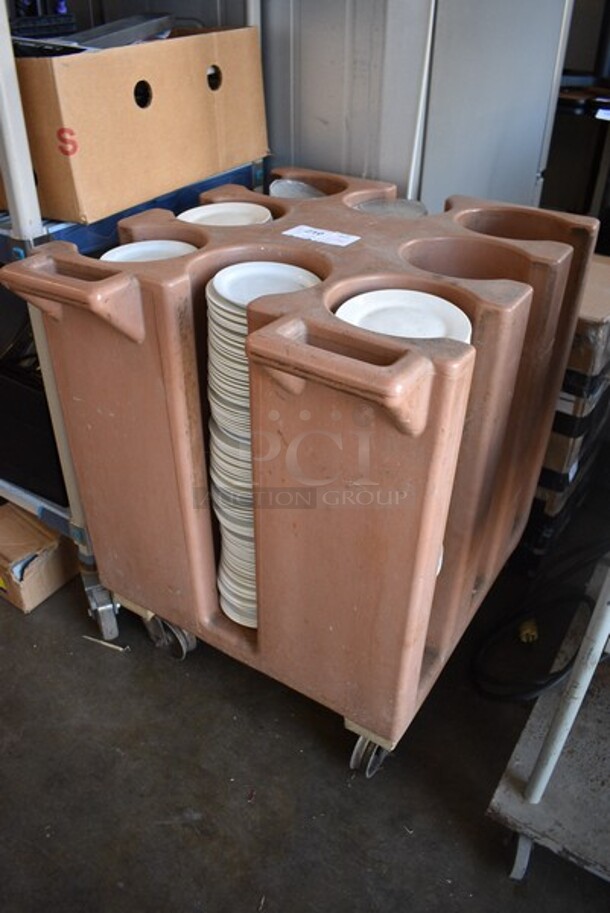 ALL ONE MONEY! Lot of Poly Commercial Dish Caddy w/ Plates on Commercial Casters. 27x24.5x27.5. - Image 2 of 6