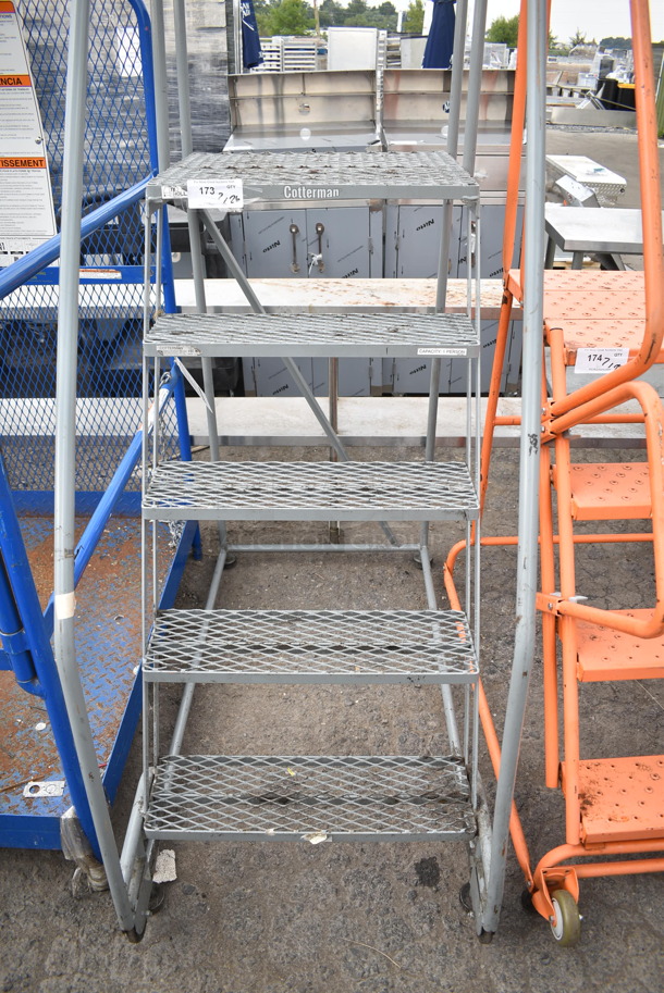Cotterman Gray Metal 450 Pound Capacity Portable Ladder on Commercial Casters.  - Image 2 of 4