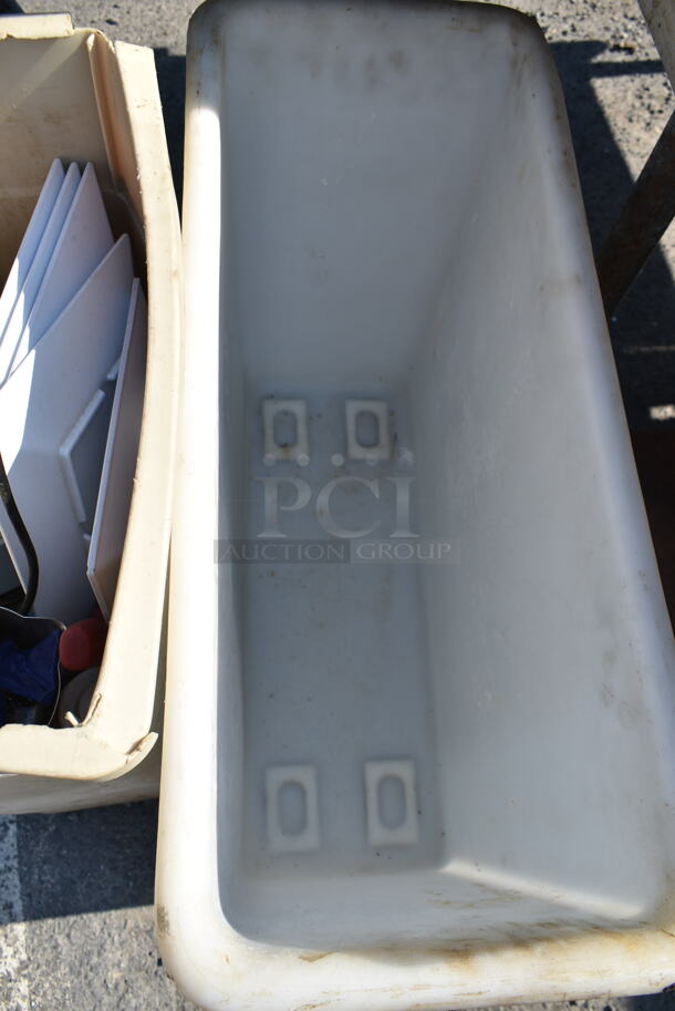 ALL ONE MONEY! Lot of Poly Ingredient Bin and Poly Slim Jim Trash Can w/ Contents Including Receipt Printer - Image 4 of 11