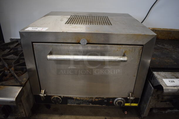 Stainless Steel Commercial Countertop Pizza Oven w/ Broken Stones and Thermostatic Controls. 115 Volts, 1 Phase. 25x22x22
