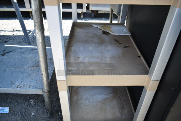 Rubbermaid Tan Poly 3 Tier Cart on Commercial Casters.  - Image 3 of 6