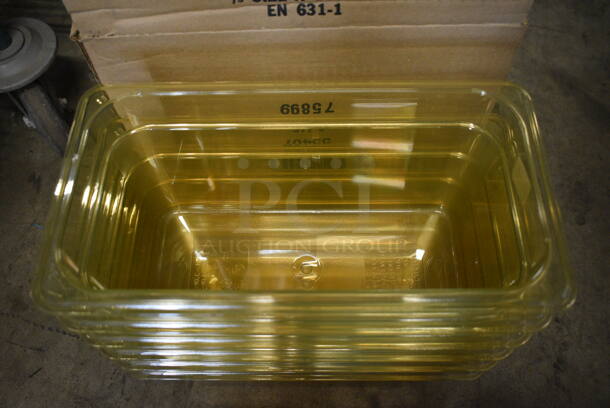 ALL ONE MONEY! Lot of 6 BRAND NEW IN BOX! Cambro Poly Amber Colored 1/3 Size Drop In Bins! 1/3x6 - Image 2 of 4