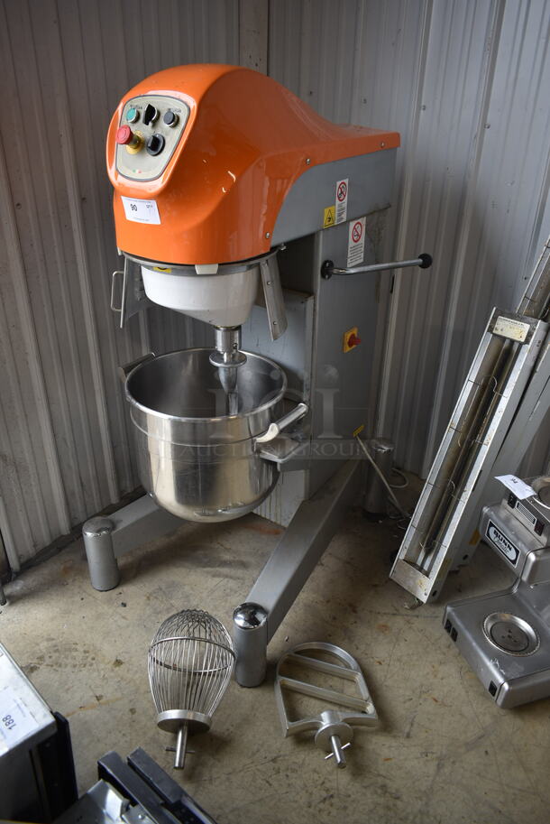 BRAND NEW! 2016 Sabitech MIPL40STR Metal Commercial Floor Style 40 Quart Planetary Dough Mixer w/ Stainless Steel Mixing Bowl, Bowl Guard, Dough Hook, Paddle and Whisk Attachments. 220 Volts, 3 Phase.  - Image 10 of 10