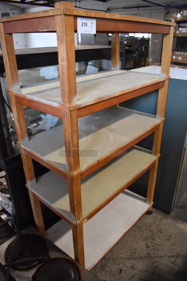 Wood Pattern 5 Tier Shelving Unit on Casters.