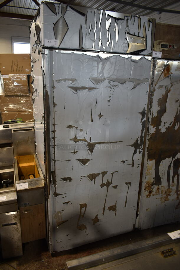 CustomCool RIR1SC Stainless Steel Commercial Single Door Reach In Cooler w/ Poly Coated Racks. 115 Volts, 1 Phase. Cannot Test Due To Cut Power Cord - Image 1 of 7