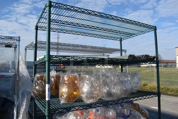 Metro Green Finish 6 Tier Wire Shelving Unit on Commercial Casters w/ Contents Including Poly Urns. BUYER MUST DISMANTLE. PCI CANNOT DISMANTLE FOR SHIPPING. PLEASE CONSIDER FREIGHT CHARGES. 48x24x80 - Image 2 of 4