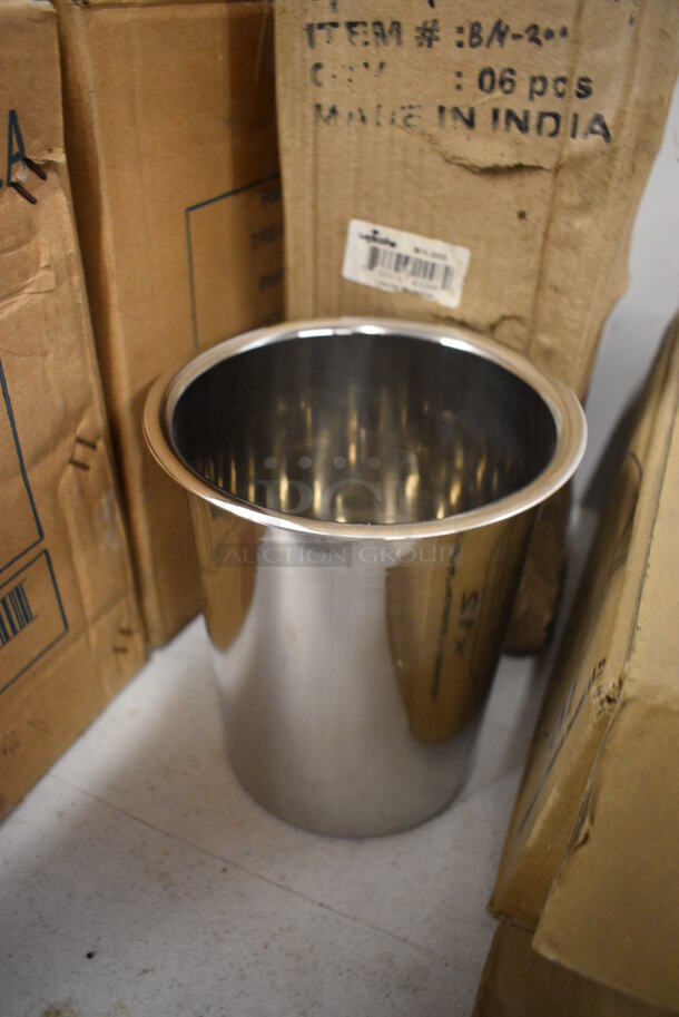 6 BRAND NEW IN BOX! Update Stainless Steel Cylindrical Drop In Bins. 6x6x7. 6 Times Your Bid! - Image 2 of 3