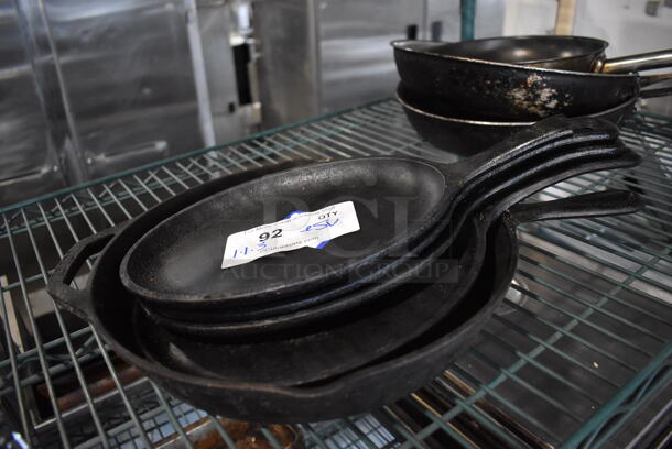 ALL ONE MONEY! Lot of 5 Various Cast Iron Skillets. Includes 19x12x2