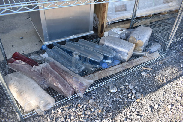 Metro Chrome Finish 5 Tier Wire Shelving Unit w/ Contents Including Poly Tumblers. BUYER MUST DISMANTLE. PCI CANNOT DISMANTLE FOR SHIPPING. PLEASE CONSIDER FREIGHT CHARGES. 60x24x74 - Image 5 of 5